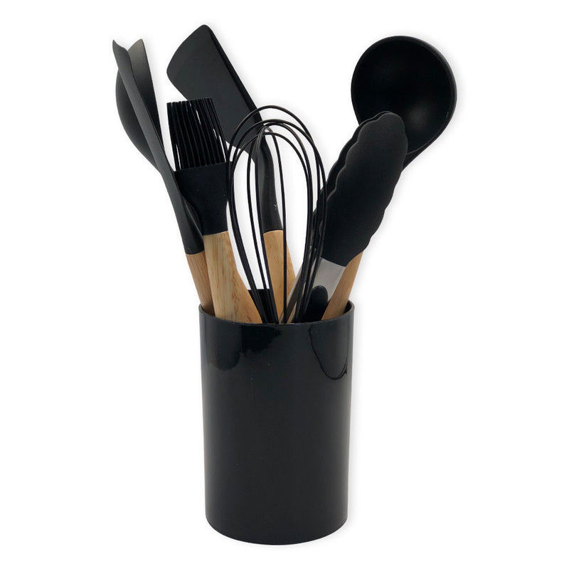 Conjunto de Utensilios Silicone 8 Peças - Preto